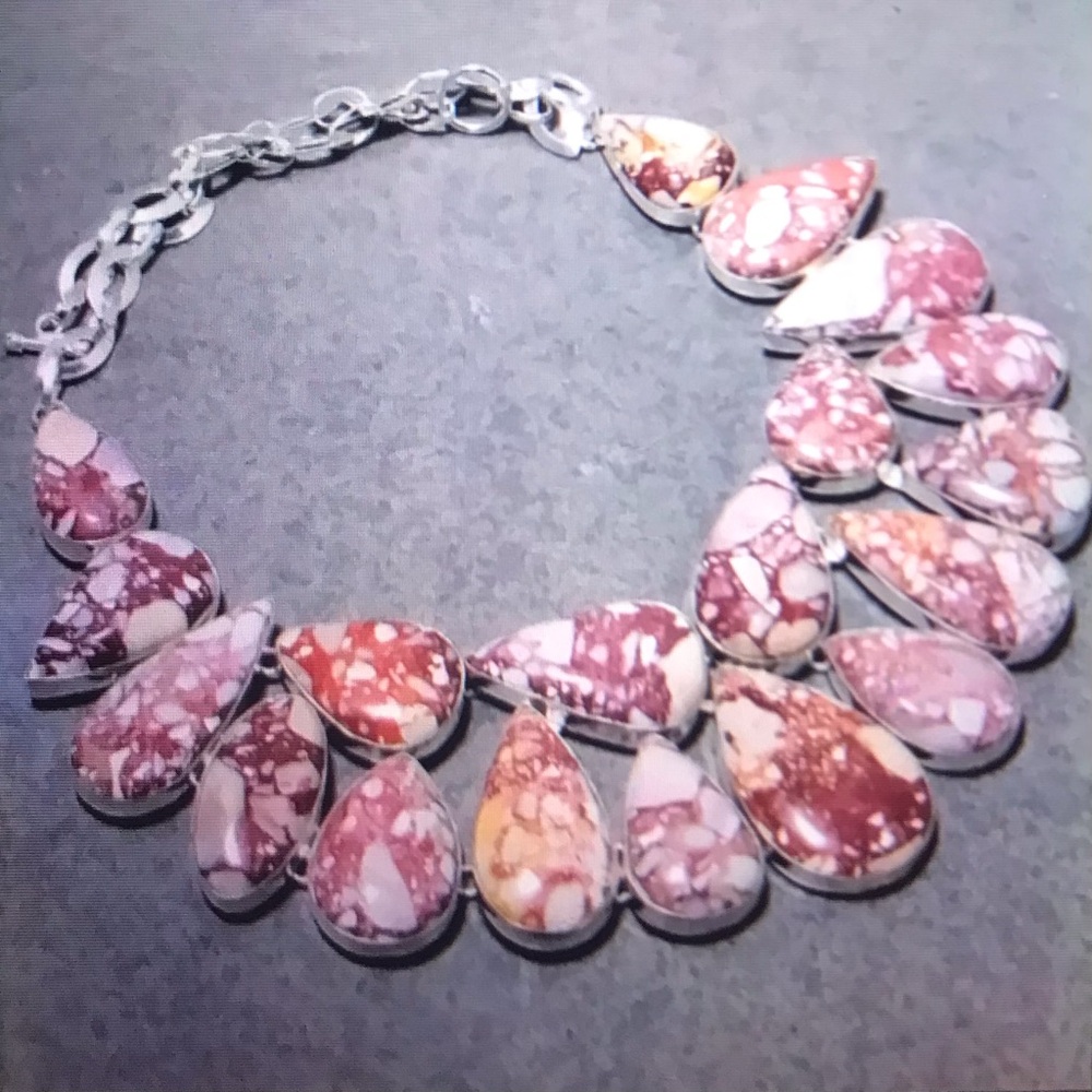 Brecciated Mookaite Stamped 925 Sterling Silver Necklace